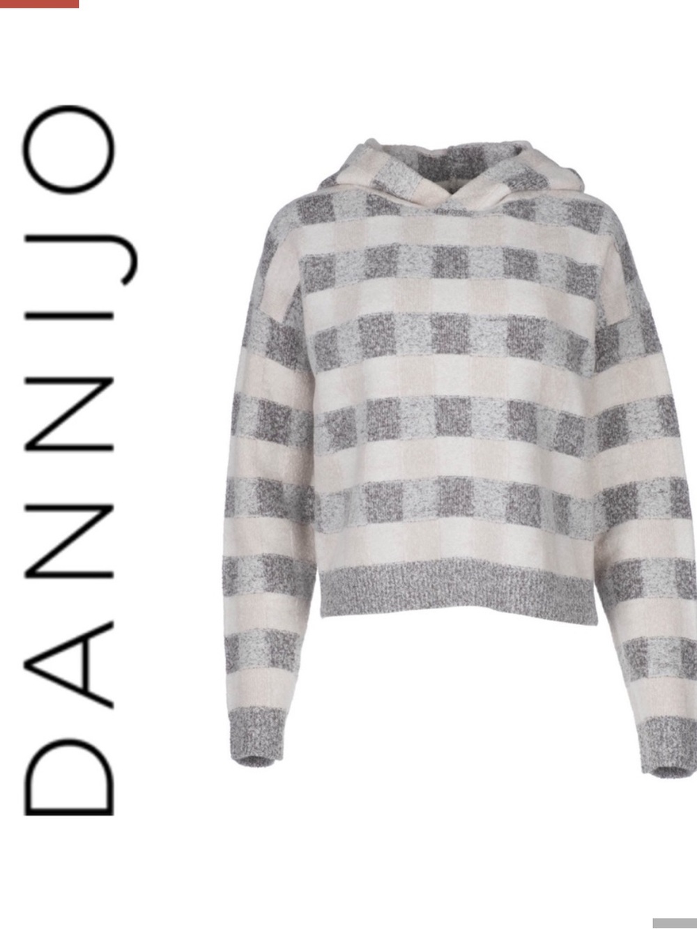 DANNIJO Checkerboard Hoodie Gray and Cream size large